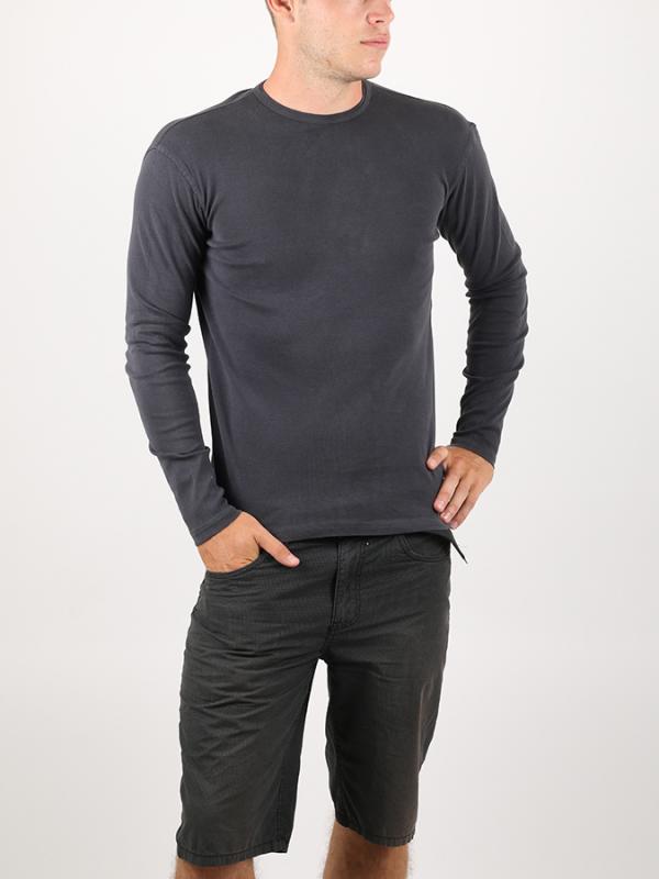 Tričko Alcott T-SHIRT MANICA LUNGA IN RIB 1X1 Černá