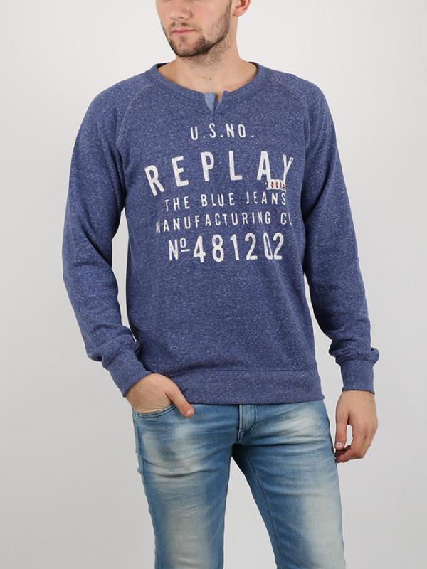 Mikina Replay POLY-COTTON FLEECE Fialová
