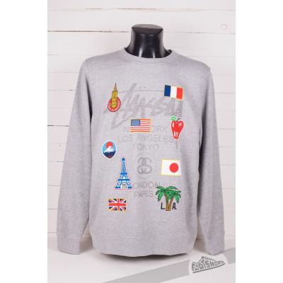 Stüssy WT Flags Crew Grey Heather