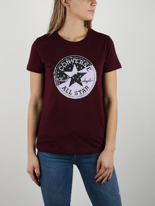 Tričko Converse Spliced Leopard Cp Crew Tee Červená