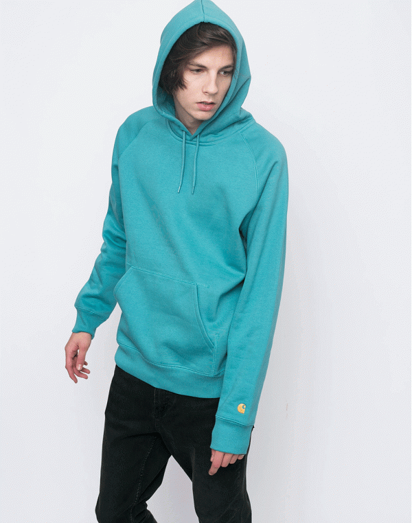 Carhartt WIP Hooded Chase Soft Teal / Gold L