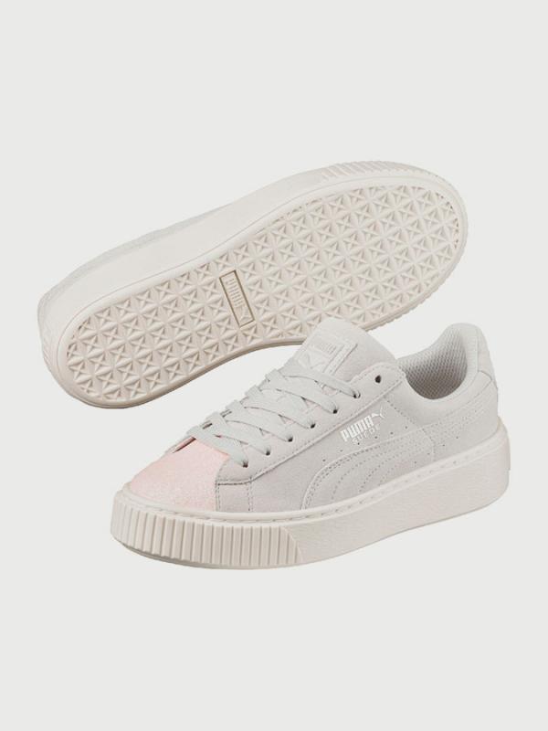 Boty Puma Suede Platform Glam Jr Šedá
