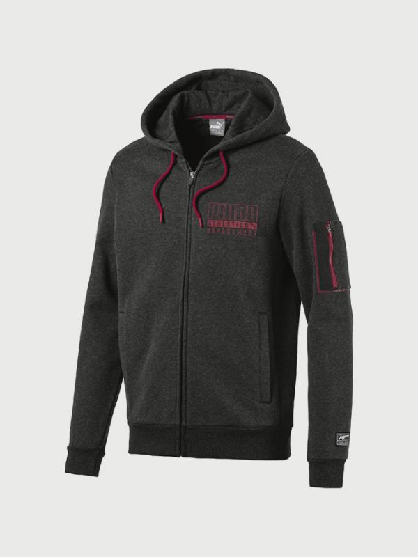 Mikina Puma STYLE Pocket FZ Hoody FL Šedá