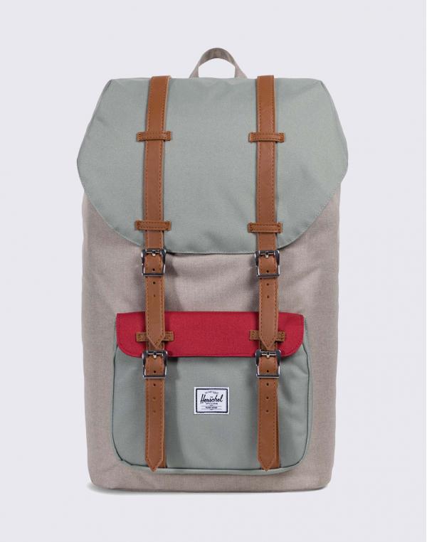 Herschel Supply Little America Light Khaki Crosshatch / Shadow / Brick Red / Tan Synthetic Leather