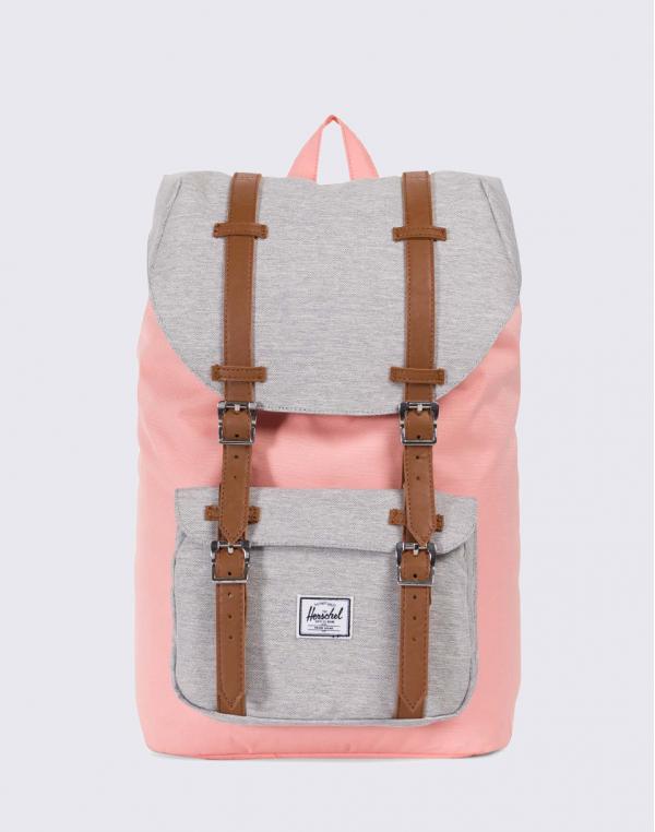 Herschel Supply Little America Mid-Volume Peach/Light Grey Crosshatch/Tan Synthetic Leather