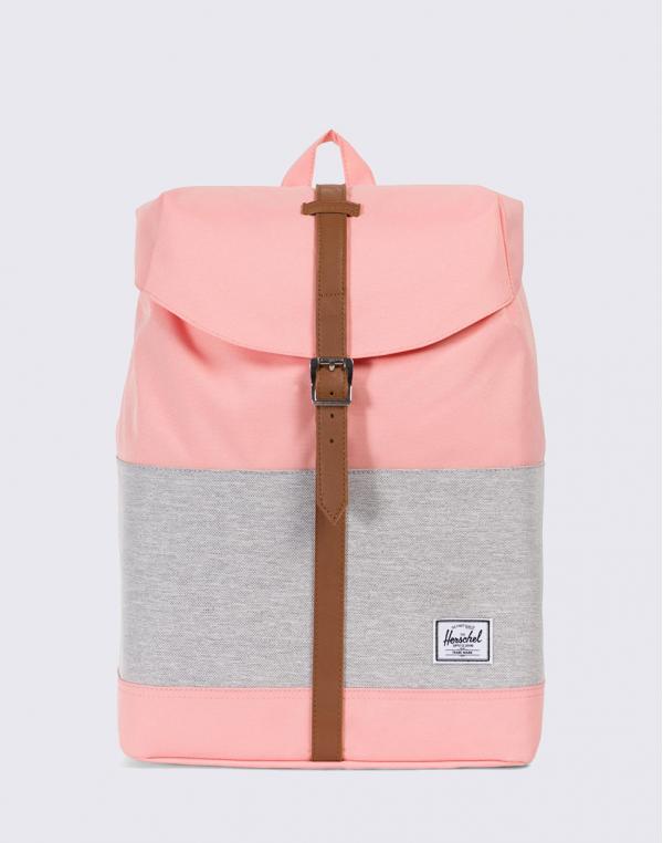 Herschel Supply Post Mid-Volume Peach/Light Grey Crosshatch/Tan Synthetic Leather