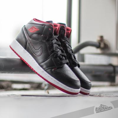 Air Jordan 1 Mid BG Black/Black-White-Gym Red