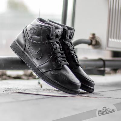 Air Jordan 1 Mid Black/ Black-Dark Grey