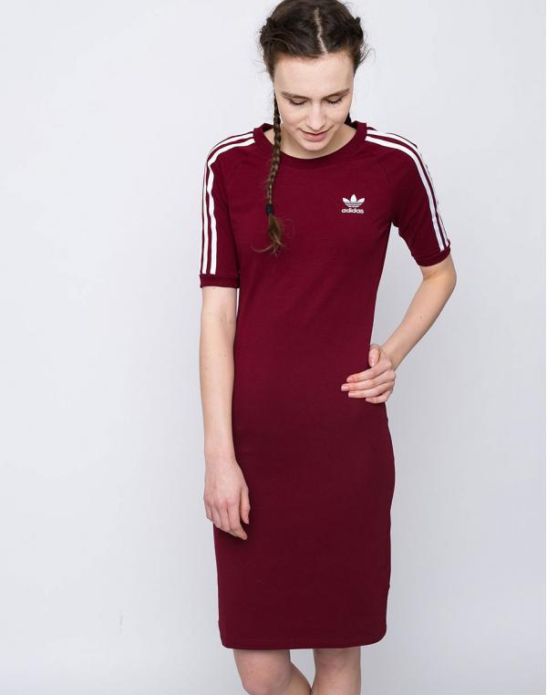 Šaty Adidas Originals 3 STRIPES Burgundy
