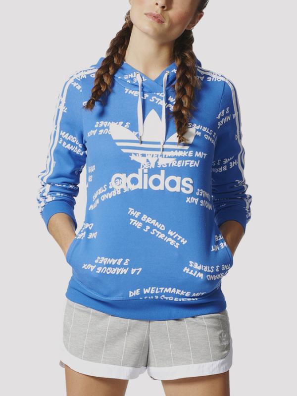 Mikina adidas Originals SLIM HOODIE Modrá