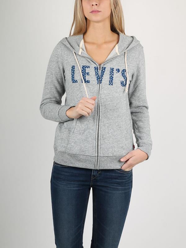 Mikina LEVI'S CLASSIC ZIP HOODIE FLEECE ZIP UP SMOKES Šedá