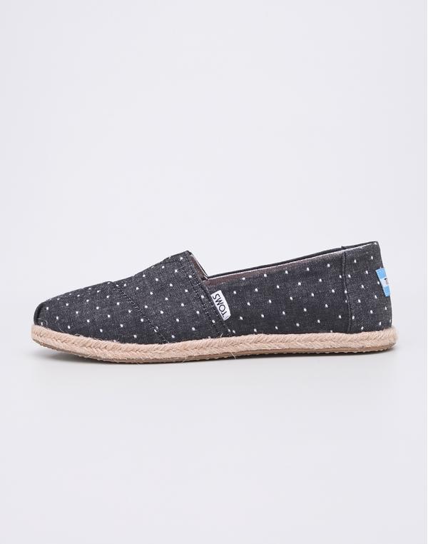 Toms Classic Black Dot Chambray Rope Sole 38
