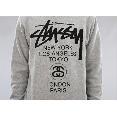 Stüssy World Tour Crew Grey Heather
