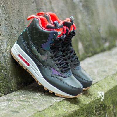 Nike W Air Max 1 Mid SneakerBoot Reflect Sequoia/ Black- Bright Crimson- Mint