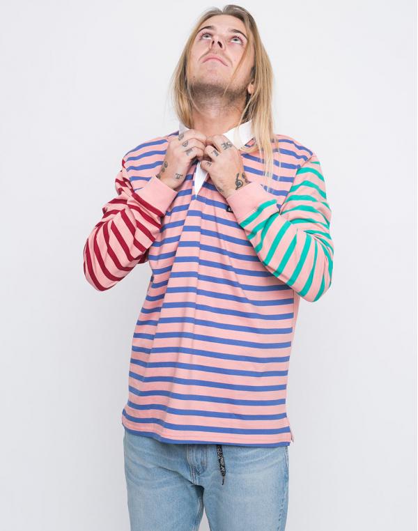 Stussy Jonah Stripe Rugby PINK M