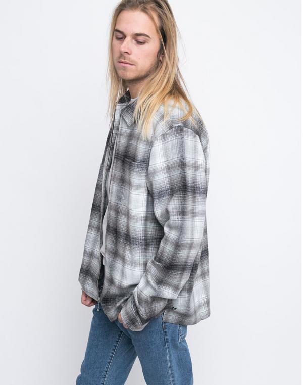 Stussy Zip Up Crepe Plaid Grey L