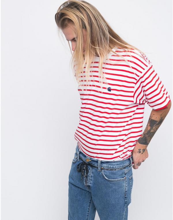 Carhartt WIP Champ Champ Stripe, Goji / White / Navy L