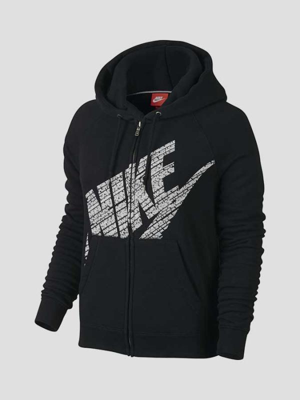 Mikina Nike RALLY FZ HOODY-LOGO Černá