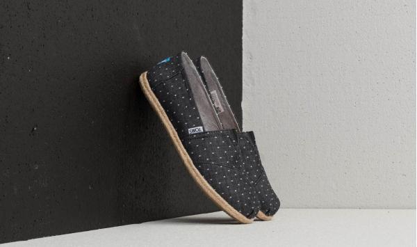 TOMS Wmn Classic Rope Sole Black Dot Chambray