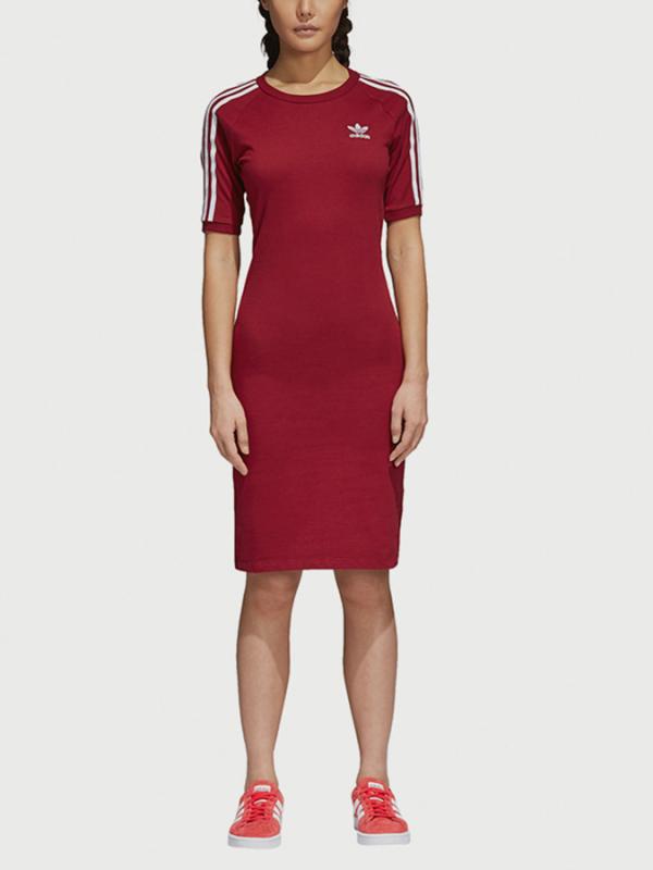 Šaty adidas Originals 3 Stripes Dress Červená