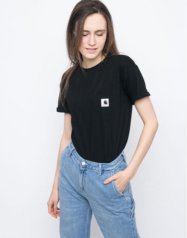 Logo tee Carhartt WIP Carrie Pocket Black / Ash Heather