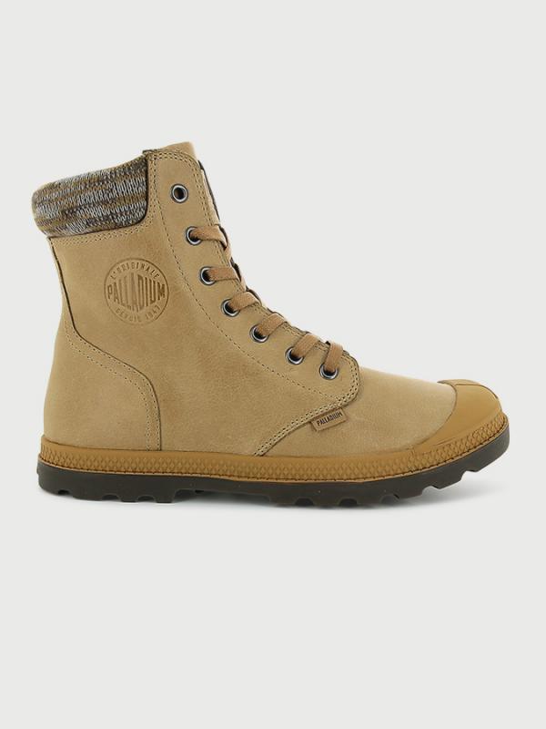 Boty Palladium Pampa Hi Knit Lp Amber Gold/Carafe Hnědá