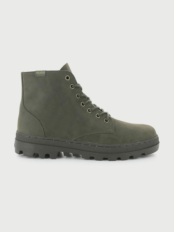 Boty Palladium Pallabosse Mid Olive Night/Beluga Zelená