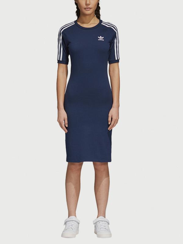 Šaty adidas Originals 3 Stripes Dress Modrá