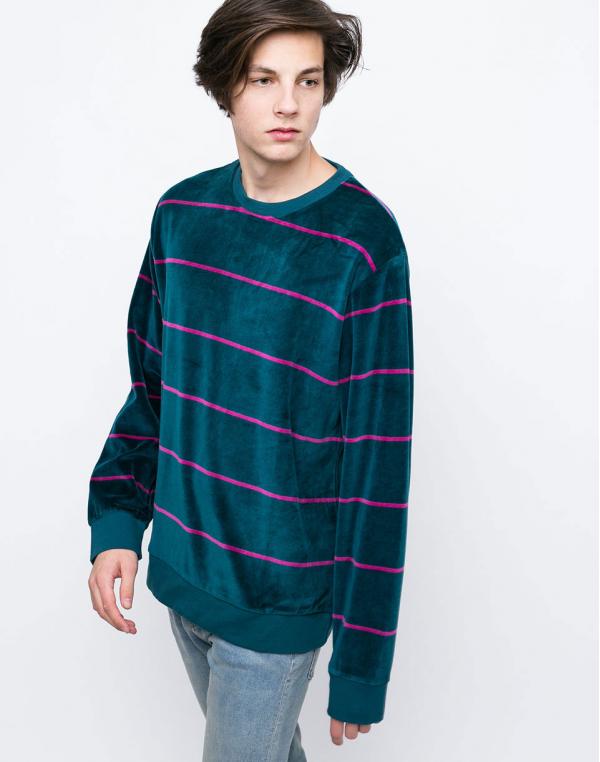 Stussy Striped Velour dark teal L