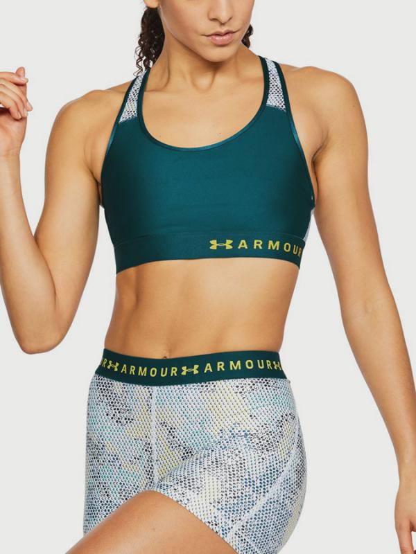 Kompresní podprsenka Under Armour Mid Keyhole Mesh Zelená