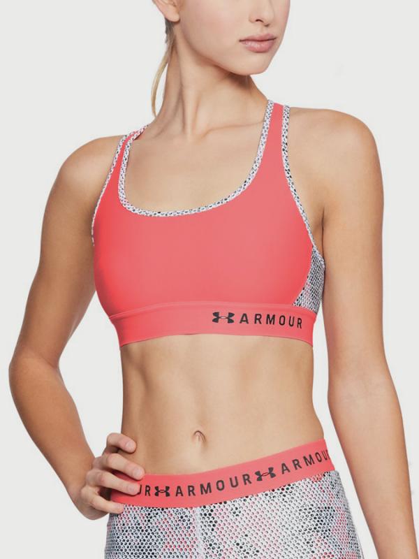 Kompresní podprsenka Under Armour Mid Crossback Print Růžová