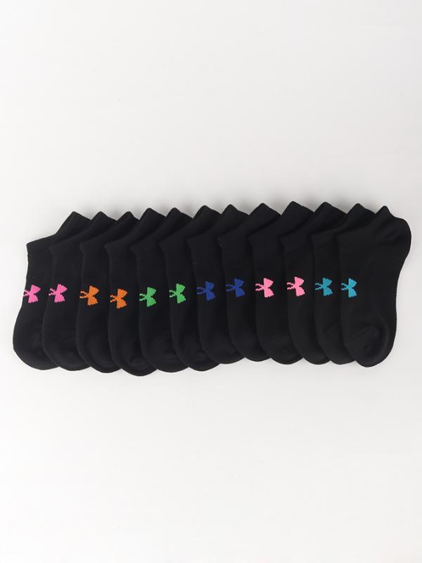 Ponožky Under Armour GirLS Solid 6 Pack Noshow Černá