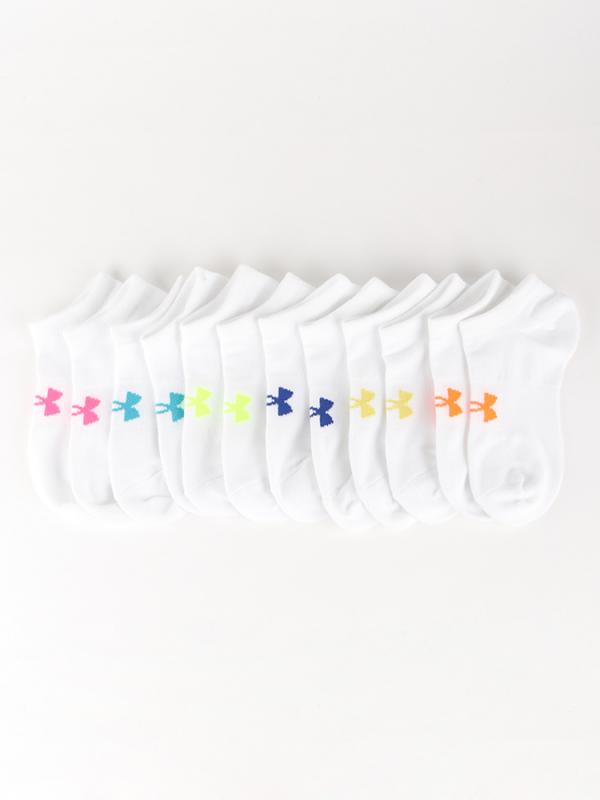 Ponožky Under Armour Girls Solid 6 Pack Noshow Bílá