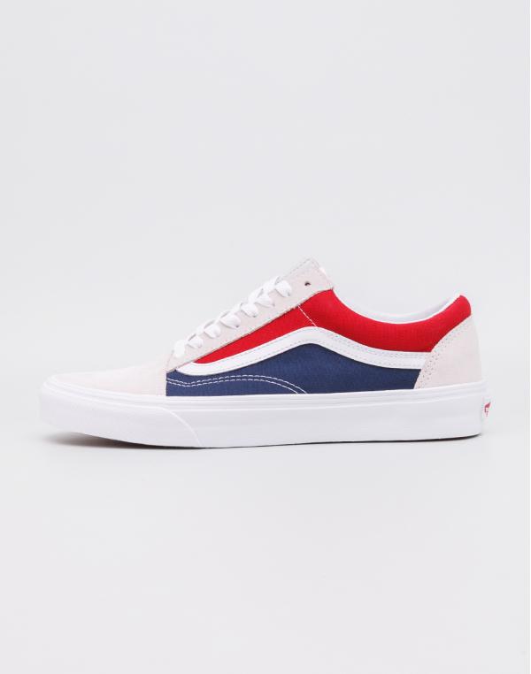 Vans Old Skool (Retro Block) White/Red/Dress Blues 45
