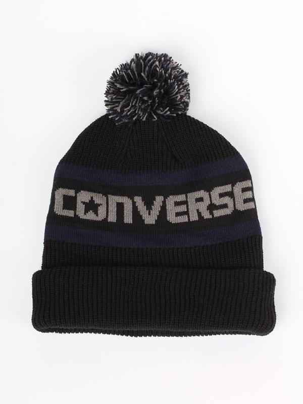Čepice Converse Jacquard Pom Watchcap Černá