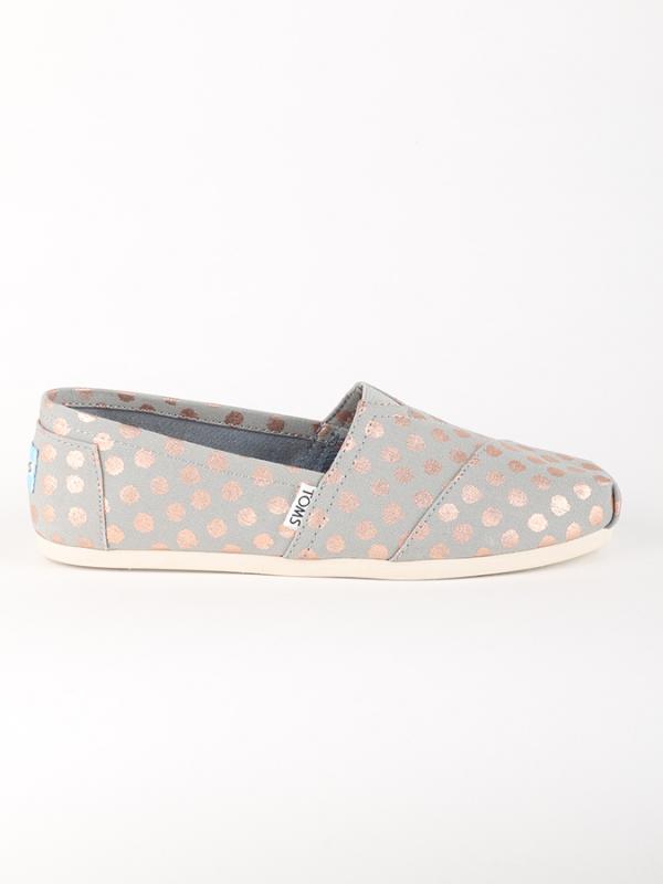 Boty Toms GREY/GOLD FOIL POLKA DOT WM ALPR ESP Šedá