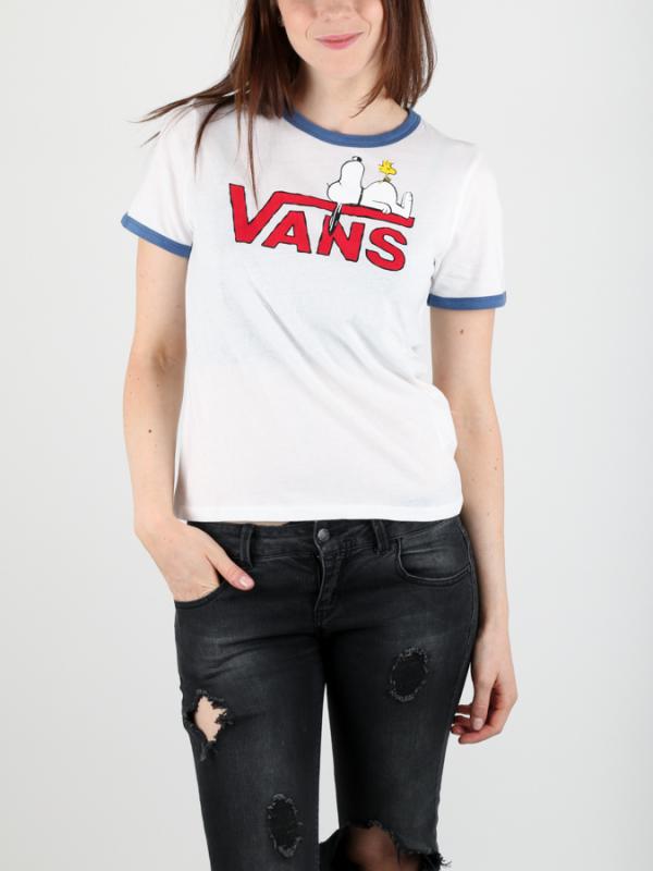 Tričko Vans Wm Snoopy Ringer White-True Navy Peanuts Bílá