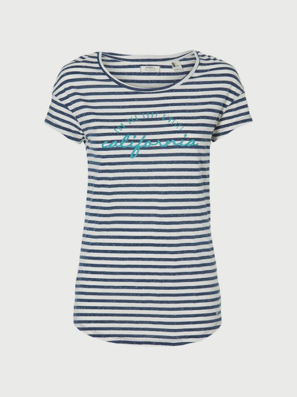 Tričko O´Neill Lw Stripe Script T-Shirt Modrá