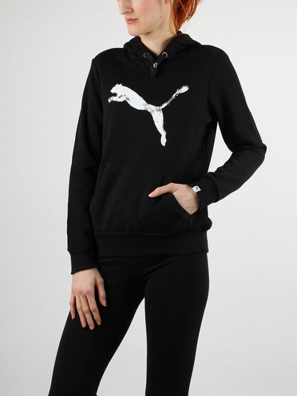 Mikina Puma FUN Graphic ESS Hoodie W black Černá
