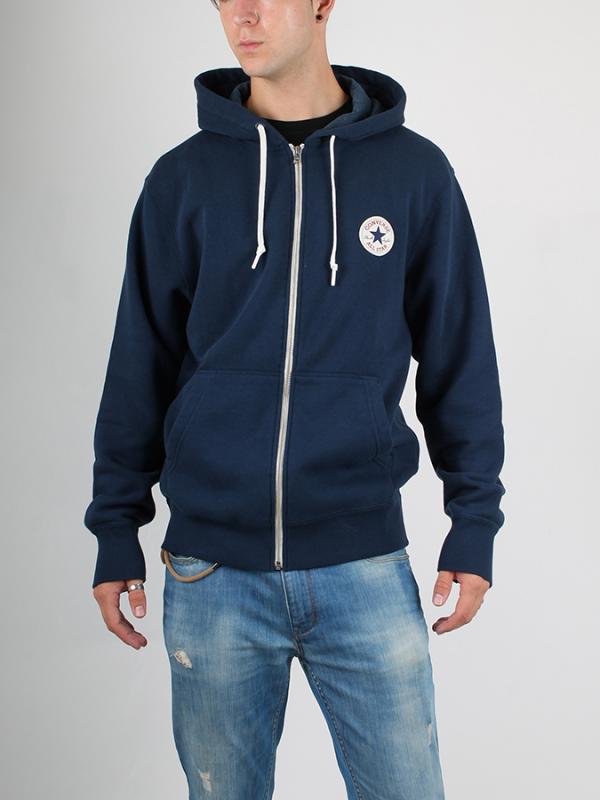 Mikina Converse CORE FULL ZIP HOODIE Modrá