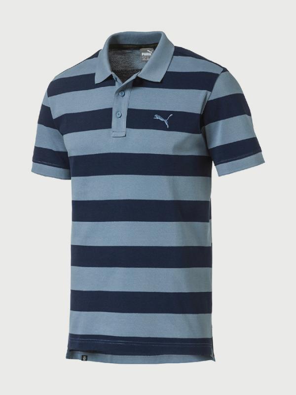Tričko Puma ESS Striped Pique Polo Modrá