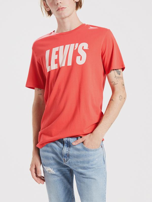 Tričko LEVI'S Graphic Setin Neck 2 Skewed Logo Sunse Červená