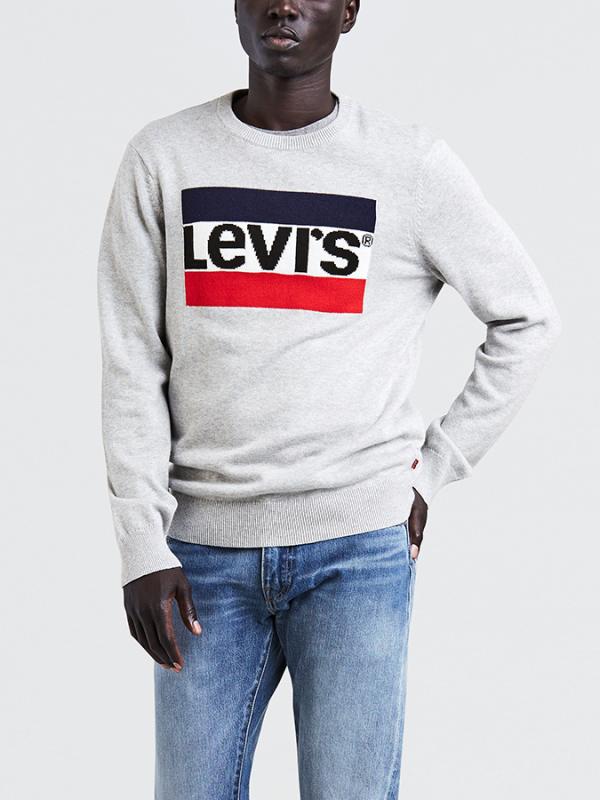 Tričko LEVI'S Classic Stripe Crew Intarsia Mu Šedá