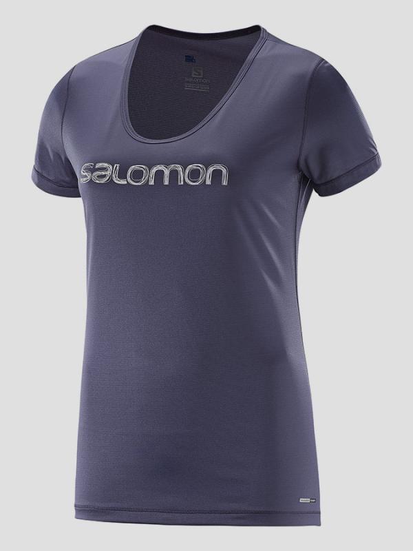 Tričko Salomon MAZY GRAPHIC SS TEE W NIGHTSHADE GREY Fialová