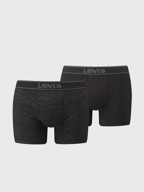 Boxerky LEVI'S 200Sf Vintage Heather Boxer Brief 2 Pack Černá