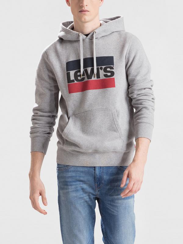 Mikina LEVI'S Graphic Po Hoodie B 84 Sportswear Logo Šedá