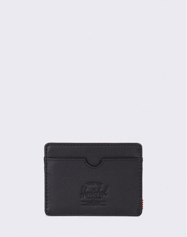 Herschel Supply Charlie Leather RFID Black Pebbled Leather