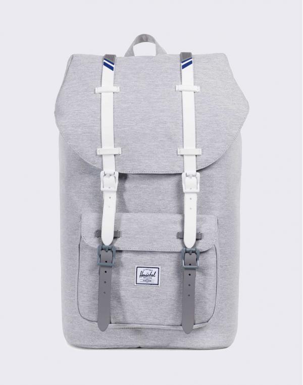 Herschel Supply Little America Light Grey Crosshatch/White Rubber/Blueprint stripe