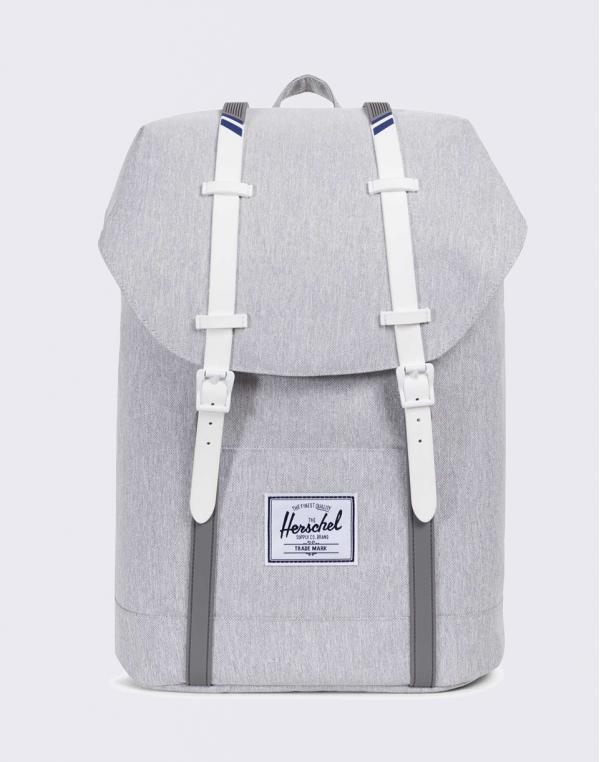 Herschel Supply Retreat Light Grey Crosshatch/White Rubber/Blueprint stripe