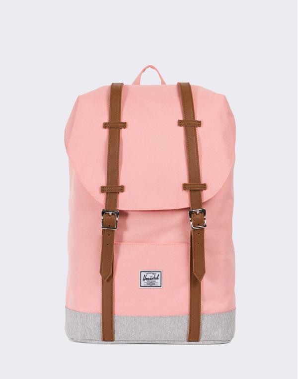 Herschel Supply Retreat Mid-Volume Peach/Light Grey Crosshatch/Tan Synthetic Leather